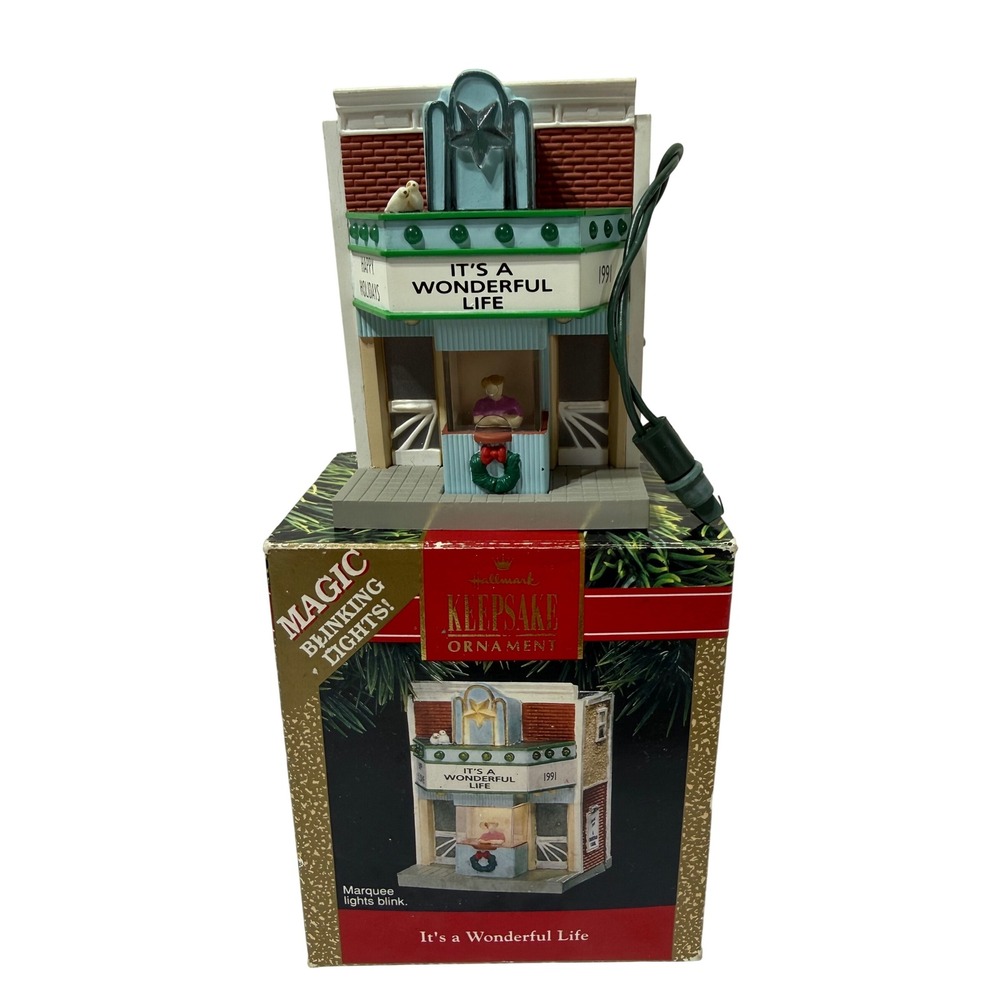 1991 Hallmark Keepsake Magic Ornament ..A Wonderful Life Blinking Lights Theater